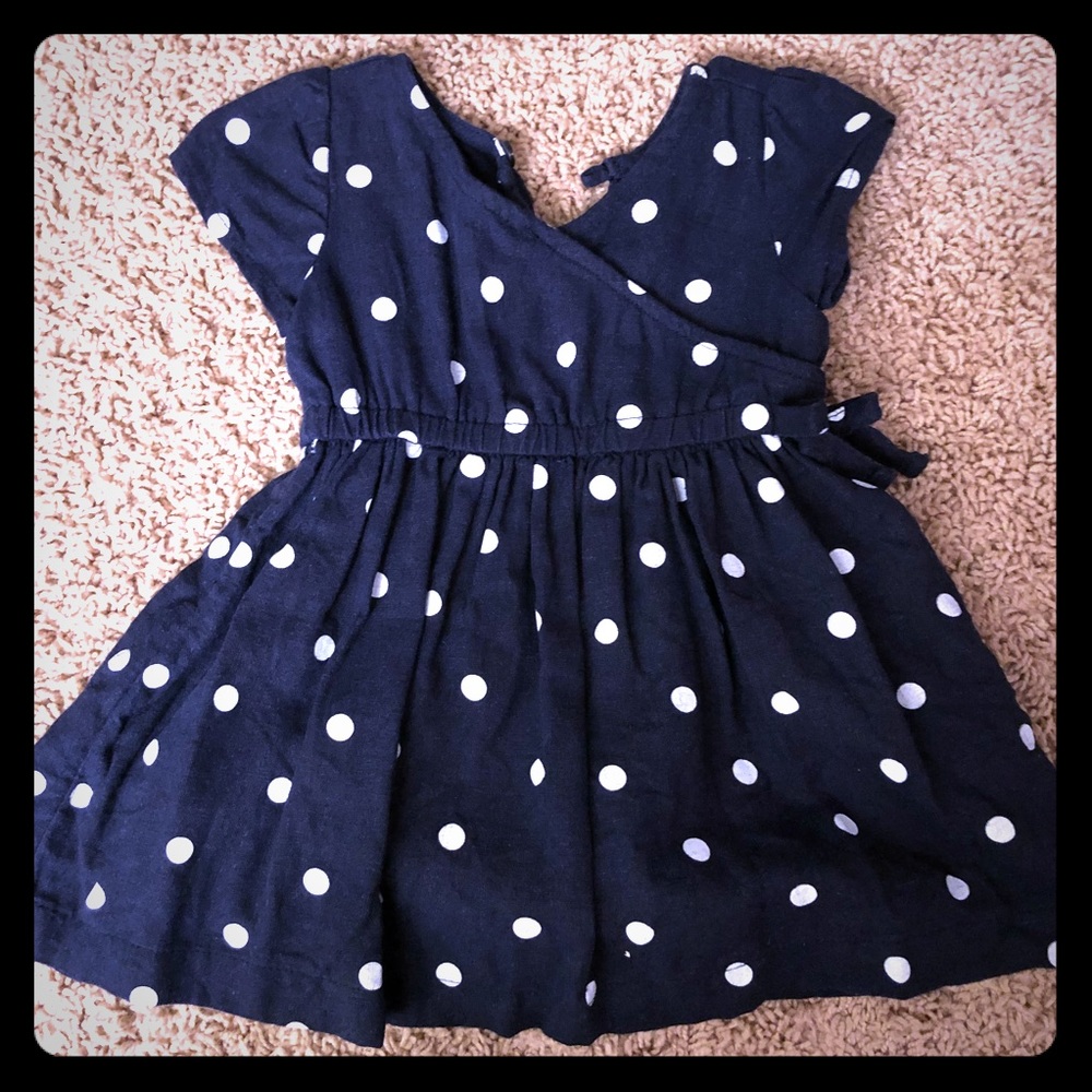 Old navy linen polka dot baby dress